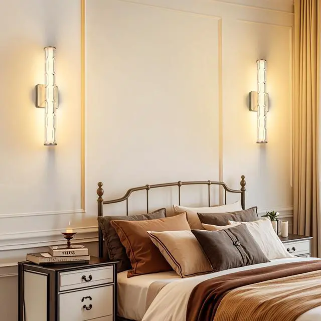Alt view image 3 of 7 - 19.7'' Gold Bathroom Wall Sconce Set Of 2, Modern Single Sconce Wall Lighting, Upgrated K9 Crystal Bronze Wall Light, Bedroom Vanity Sconce, Wall Lamp for Living Room, Stairway, Hallway