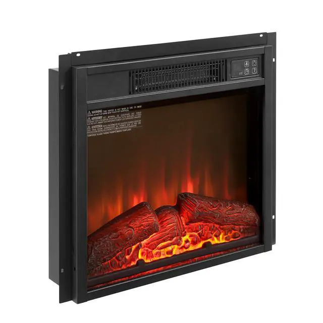 Alt view image 4 of 7 - Electric Fireplace Insert 18" 1400W 120V ,Equipped With Remote Control, Ultra Thin Heater With Log Set & Realistic Flame - Black