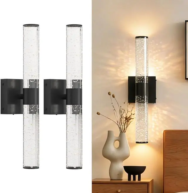 Main image of 2 Sets Black Bathroom Light , Modern Wall Lights Light Fixture(Led), Bathroom Over Mirror Wall Lights for Kitchen Dinning Room Bedroom Hallway