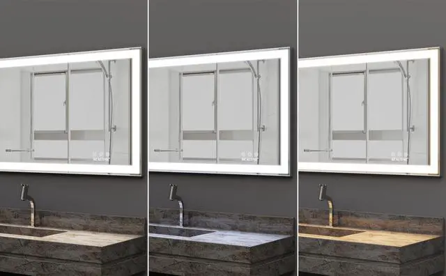 Alt view image 6 of 7 - 48x24 inch Led Bathroom Vanity Mirror Wall Mounted Adjustable White/Warm/Natural Lights Anti-Fog touch Switch with Memory Modern Smart Large Bathroom Mirrors