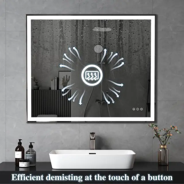 Alt view image 4 of 7 - 30x36 inch Led Bathroom Vanity Mirror Wall Mounted Adjustable White/Warm/Natural Lights Anti-Fog touch Switch with Memory Modern Smart Large Bathroom Mirrors