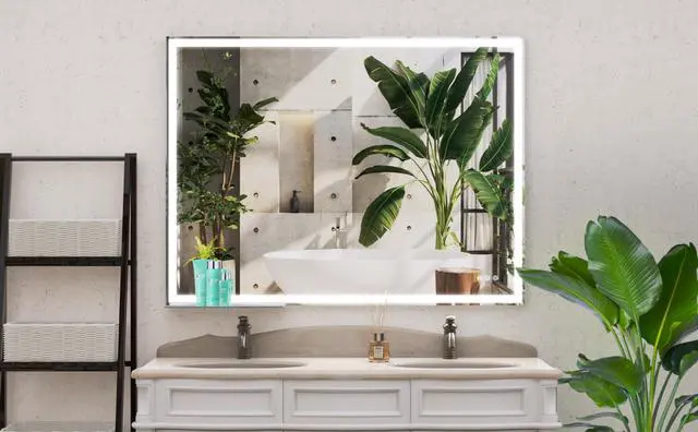 Alt view image 5 of 7 - 48x36 inch Led Bathroom Vanity Mirror Wall Mounted Adjustable White/Warm/Natural Lights Anti-Fog touch Switch with Memory Modern Smart Large Bathroom Mirrors