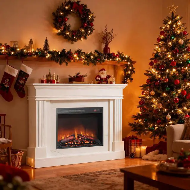 Alt view image 5 of 7 - 44" Electric Fireplace With Mantel For Living Room Or Bedroom,23" Fireplace Insert Heater, Realistic Log And Flame Effect, Remote Control, Timer
