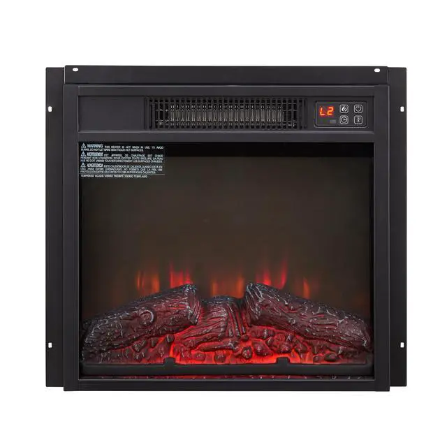 Alt view image 5 of 7 - Electric Fireplace Insert 18" 1400W 120V ,Equipped With Remote Control, Ultra Thin Heater With Log Set & Realistic Flame - Black