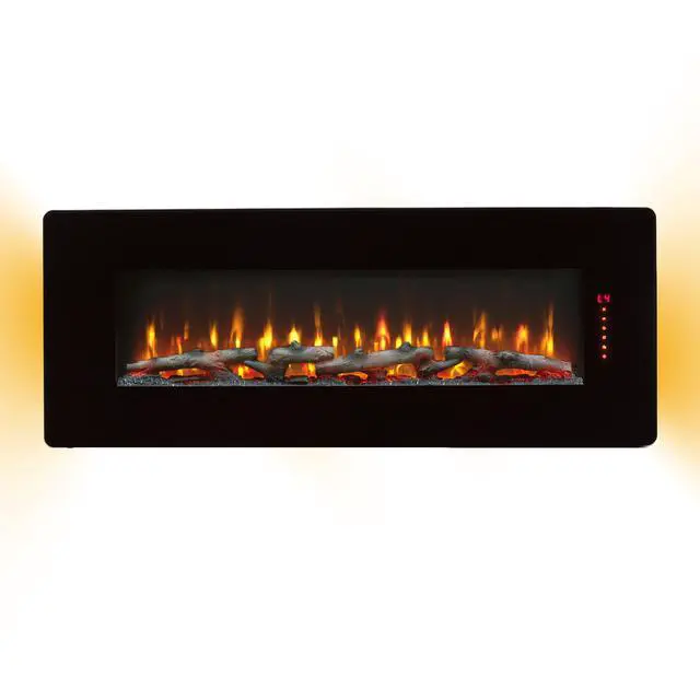 Alt view image 5 of 7 - 48 Inch Curved Front Wall Mounted Electric Fireplace With Remote And Multi Color Flame & Emberbed