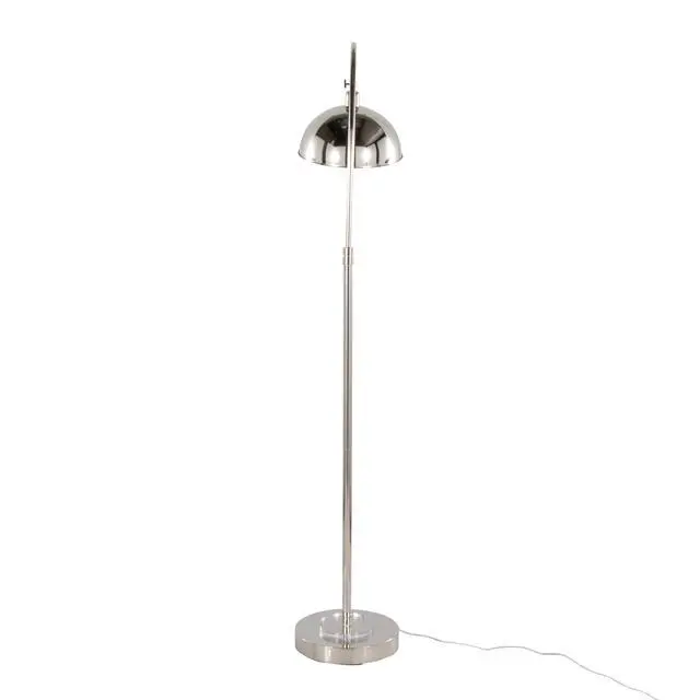Alt view image 5 of 7 - Metal Floor Lamp in Polished Nickel and Clear K9 Crystal with White Metal Accents