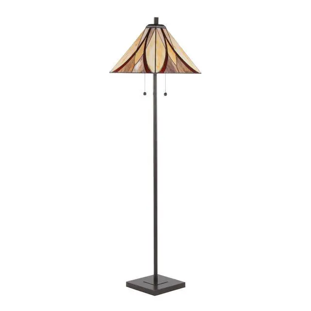 Alt view image 2 of 7 - 63" Floor Lamp in Oil Rubbed Bronze Metal with Brown and Cream Glass