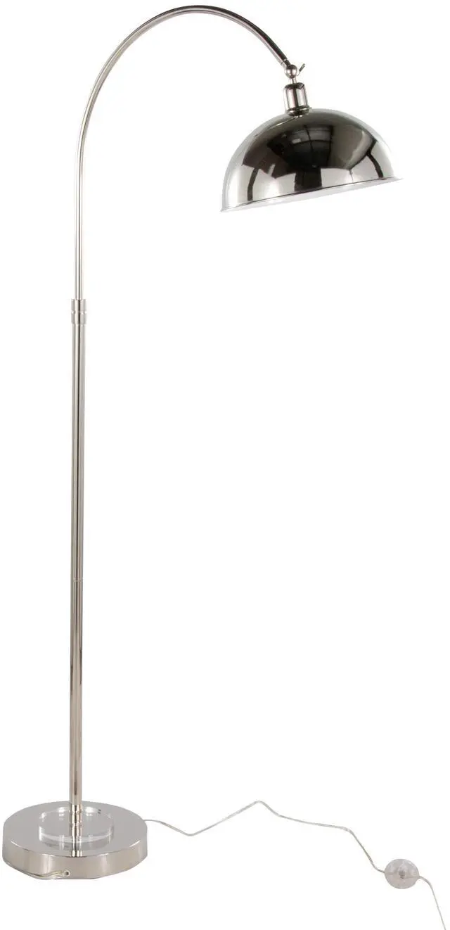 Main image of Metal Floor Lamp in Polished Nickel and Clear K9 Crystal with White Metal Accents