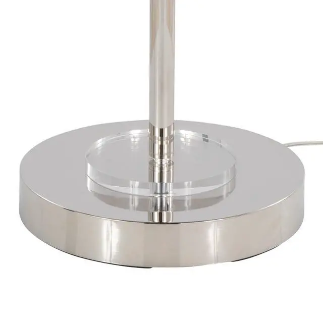 Alt view image 3 of 7 - Metal Floor Lamp in Polished Nickel and Clear K9 Crystal with White Metal Accents