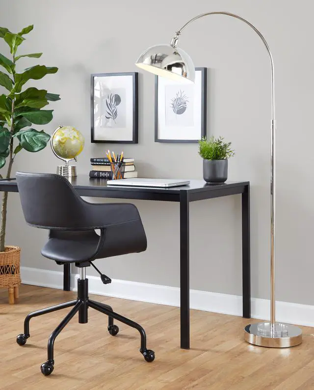 Alt view image 4 of 7 - Metal Floor Lamp in Polished Nickel and Clear K9 Crystal with White Metal Accents