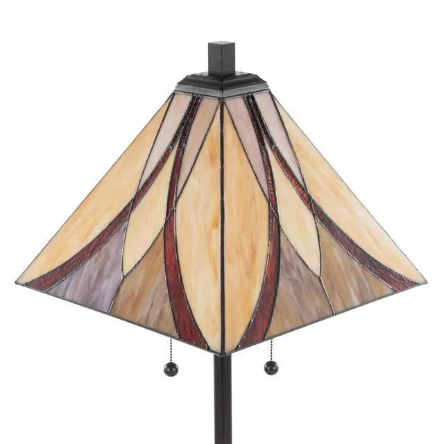 Alt view image 5 of 7 - 63" Floor Lamp in Oil Rubbed Bronze Metal with Brown and Cream Glass