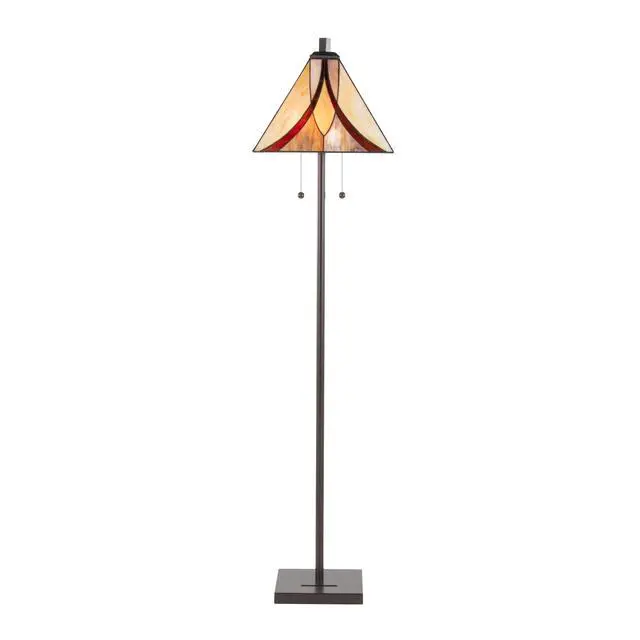 Alt view image 6 of 7 - 63" Floor Lamp in Oil Rubbed Bronze Metal with Brown and Cream Glass