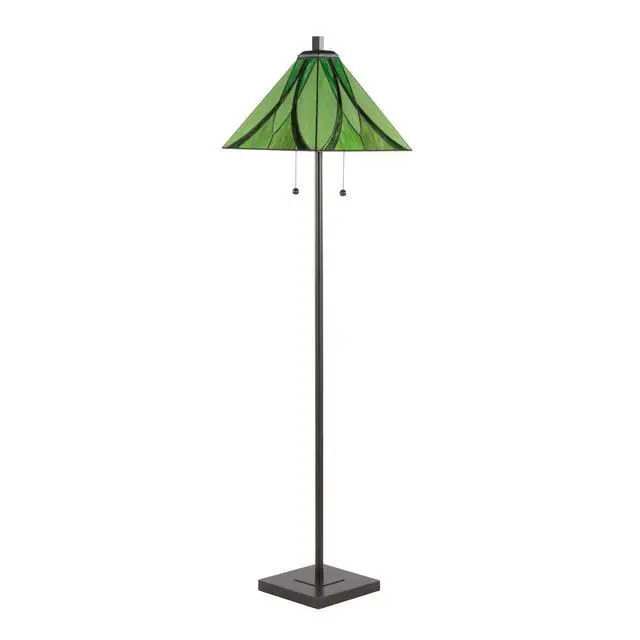 Alt view image 2 of 7 - 63" Floor Lamp in Oil Rubbed Bronze Metal with Green Glass