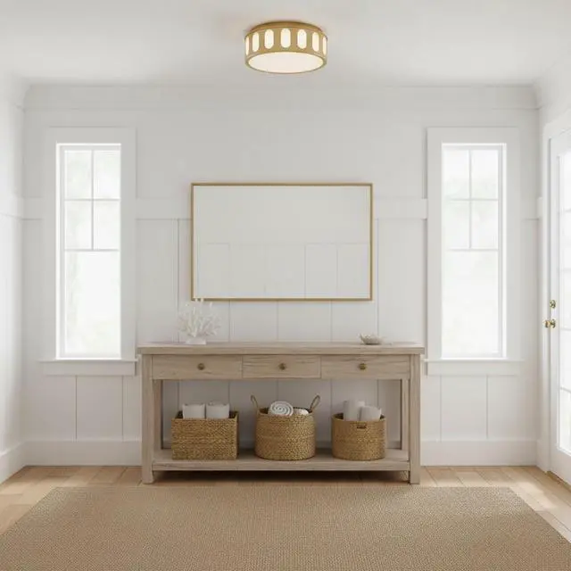 Main image of 11.25-in Antiuqe Brass Led Flush Mount