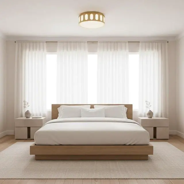 Alt view image 7 of 7 - 15.15-in Antique Brass Led Flush Mount