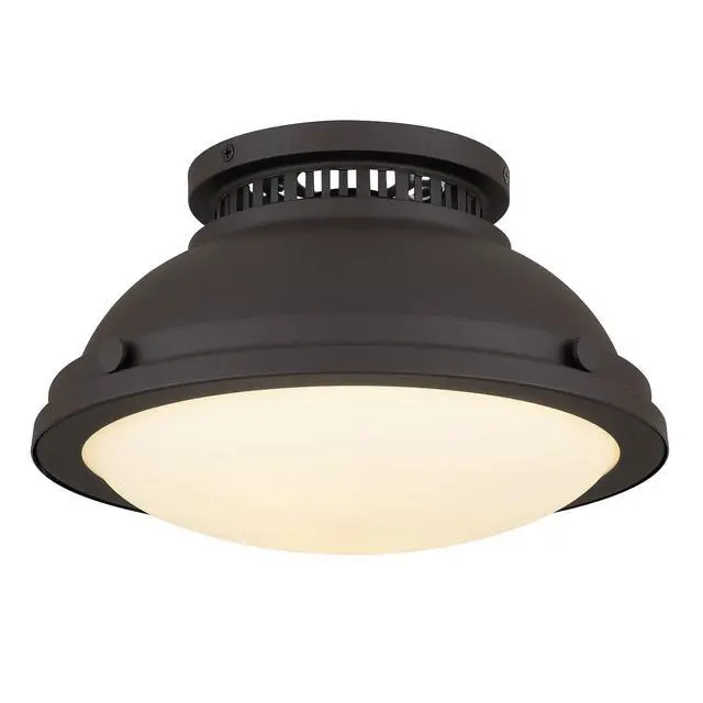 Alt view image 2 of 7 - 1-Light 11-in Dark Bronze Flush Mount