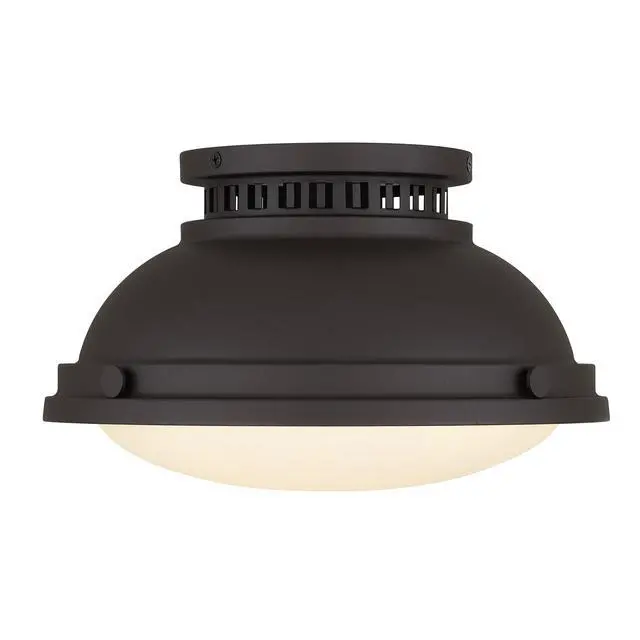 Alt view image 3 of 7 - 1-Light 11-in Dark Bronze Flush Mount
