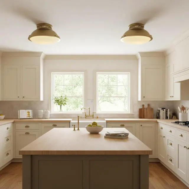 Alt view image 2 of 7 - 2-Light 14-in Polished Brass Flush Mount