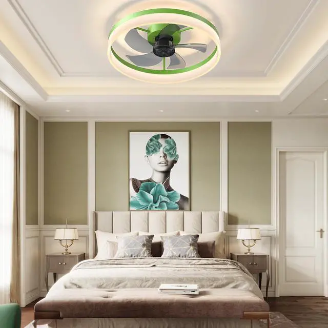 Main image of Ceiling Fans with Lights Dimmable Led Embedded installation Of Thin Modern Ceiling Fans(Green)