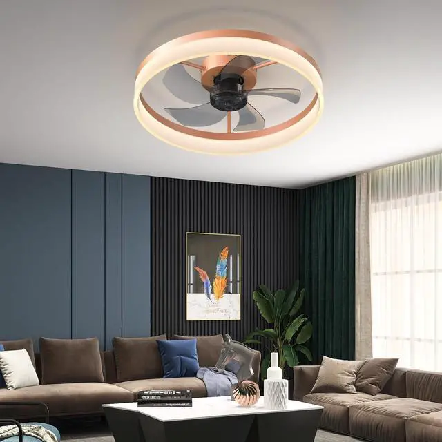 Main image of Ceiling Fans with Lights Dimmable Led Embedded installation Of Thin Modern Ceiling Fans(Rose Gold)