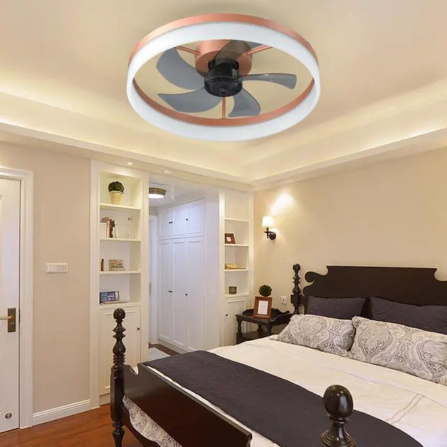 Alt view image 2 of 7 - Ceiling Fans with Lights Dimmable Led Embedded installation Of Thin Modern Ceiling Fans(Rose Gold)