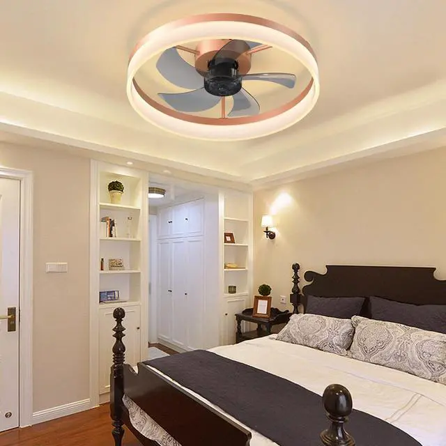 Alt view image 3 of 7 - Ceiling Fans with Lights Dimmable Led Embedded installation Of Thin Modern Ceiling Fans(Rose Gold)