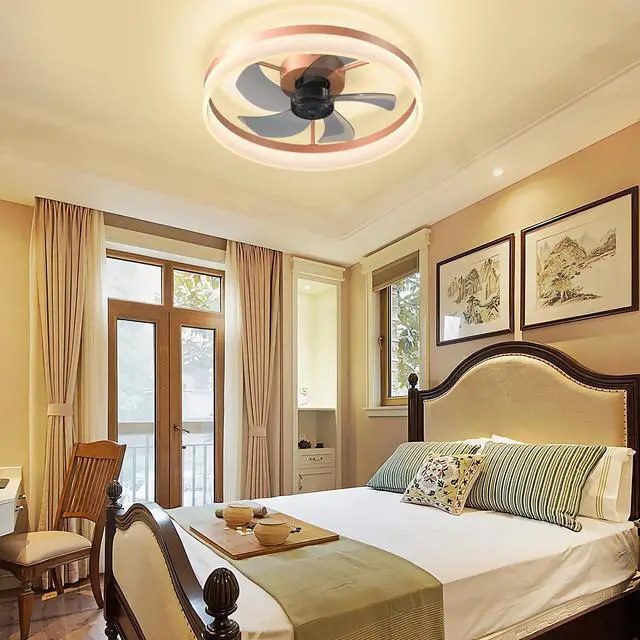 Alt view image 4 of 7 - Ceiling Fans with Lights Dimmable Led Embedded installation Of Thin Modern Ceiling Fans(Rose Gold)