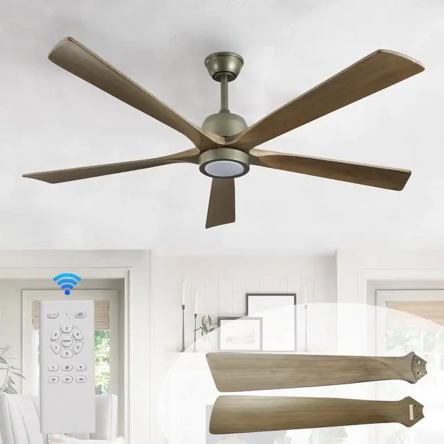 Main image of 60" Modern Wood Ceiling Fan with Light and Remote Control,6-Speed Noiseless Reversible Dc Motor, Ceiling Fan for Kitchen Dinning Living Room