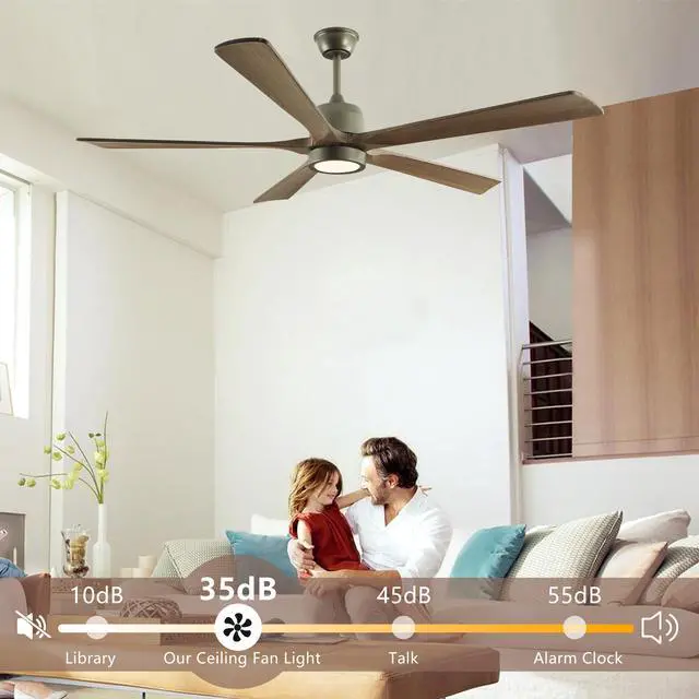 Alt view image 4 of 7 - 60" Modern Wood Ceiling Fan with Light and Remote Control,6-Speed Noiseless Reversible Dc Motor, Ceiling Fan for Kitchen Dinning Living Room