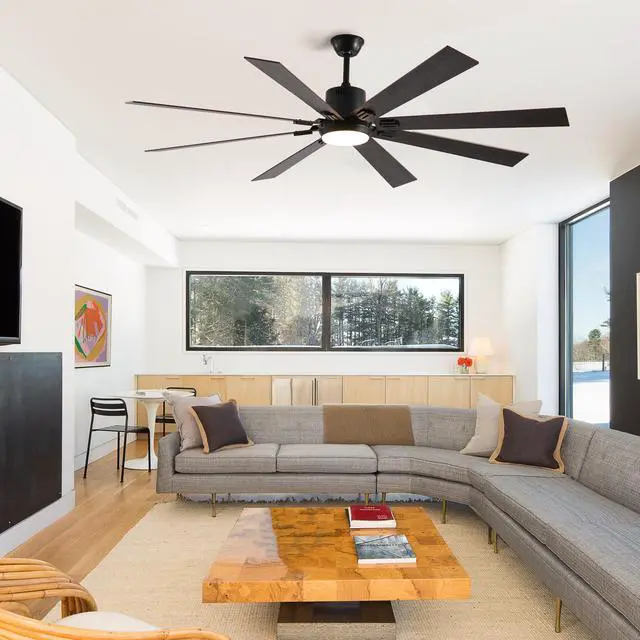 Alt view image 2 of 7 - 72" Walnut Led Ceiling Fan Light with 8 Wooden Blades, Remote Control, Adjustable Color Temperature for Living Room, Bedroom, Or Dining Room (Silent/6-Speed/Reversible/Dc Motor)