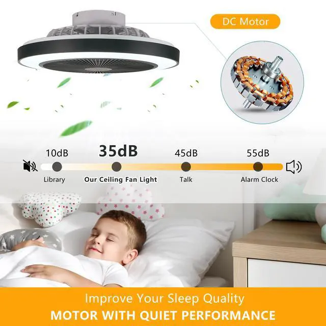 Alt view image 7 of 7 - 19-inch Black Ceiling Fan Light with Led Rgb Dimmable & Color-Changing, App & Remote Control, Modern Smart Ceiling Fan for Living Room, Bedroom, and Dining Room (Silent/6-Speed/Reversible/Dc Motor)
