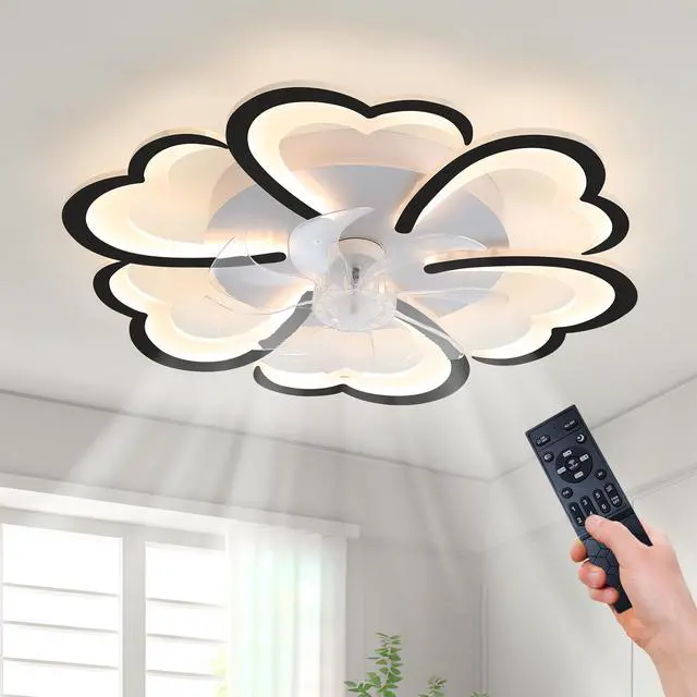 Alt view image 4 of 7 - 26.7in Black Ceiling Fan with Lights, Remote Control 3 Color Temperatures,6 Gear Wind Speed Fan Light