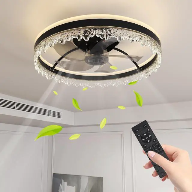 Main image of 20-inch Black Smart Ceiling Fan Light with Silent Function, Multi-Speed Adjustment for Bedroom, Study Room, and Dining Room