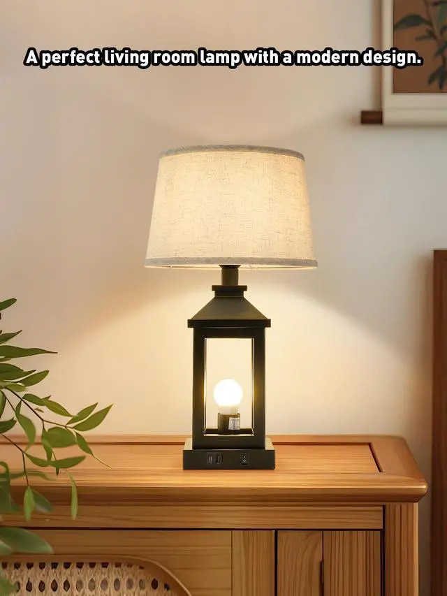 Alt view image 5 of 7 - 20.5in Black Farmhouse Bedside Table Lamp for Living Room, 3-Way Dimmable touch Control Modern Nightstand Lamp with 2 Light for Bedroom, Home, Office(Bulbs included)