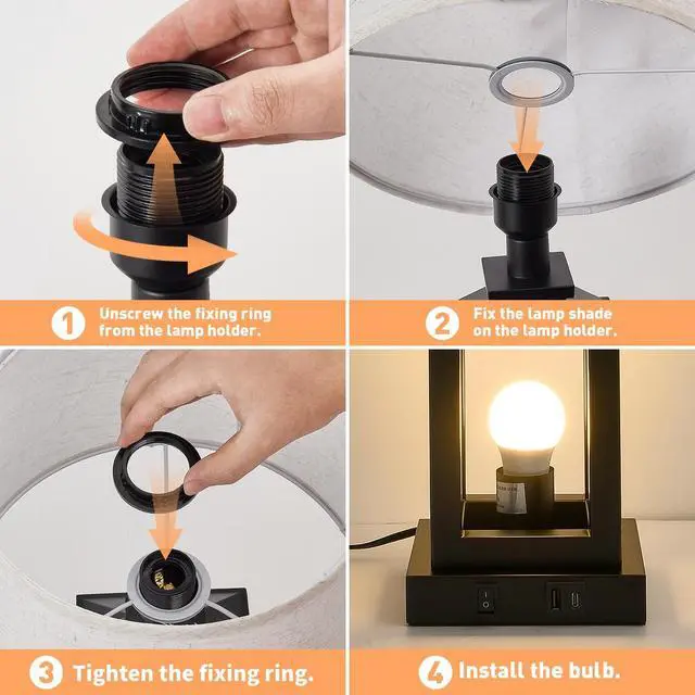Alt view image 7 of 7 - 20.5in Black Farmhouse Bedside Table Lamp for Living Room, 3-Way Dimmable touch Control Modern Nightstand Lamp with 2 Light for Bedroom, Home, Office(Bulbs included)