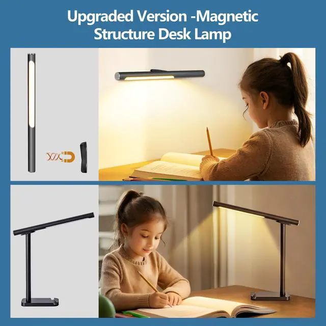 Alt view image 2 of 7 - Led Desk Lamp 360°Adjustable, Usb Charging Port, 5 Light Modes & Dimmable Brightness, Bedside Lamp for Reading, Craft, Work, Study(Black)