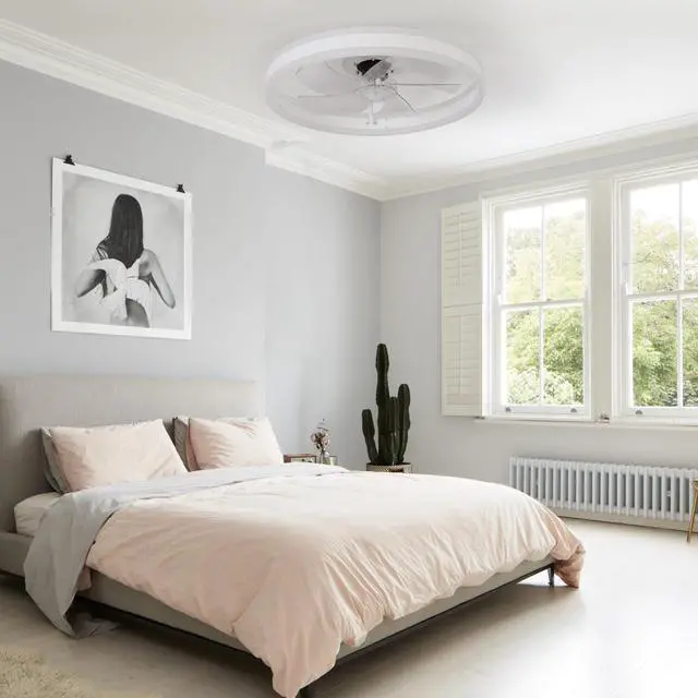 Alt view image 2 of 7 - 20" Flush Mount Ceiling Fans with Lights and Remote, 3000K-6000K Dimmable Led Fandelier Low Profile Chandelier Ceiling Fan for Bedroom Living Room, White