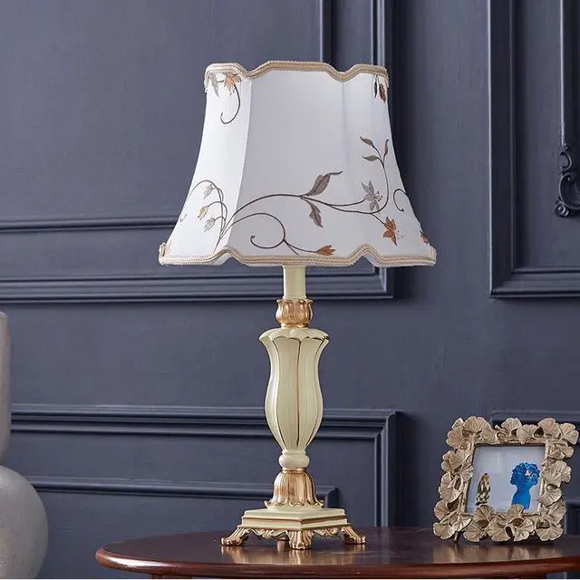 Alt view image 2 of 6 - Beige Patterned Gauze Table Lamp., Bedside Lamps Night Stands Farmhouse Vintage Nightstand Lamp Reading Light Home Office Dorm Desk Decorate Gifts Farmhouse Table Lamps for Bedroom,Living Room