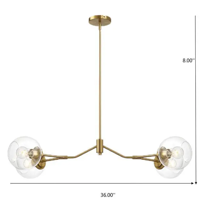 Alt view image 3 of 7 - Jewel Four Lights Modern Farmhouse Chandelier Ceiling Hanging Light Fixture for Kitchen Island Dining Room 36"L × 20"W × 7.25"H with Clear Glass