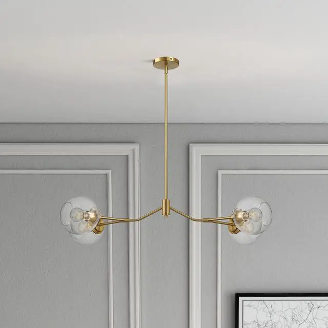 Alt view image 2 of 7 - Jewel Four Lights Modern Farmhouse Chandelier Ceiling Hanging Light Fixture for Kitchen Island Dining Room 36"L × 20"W × 7.25"H with Clear Glass