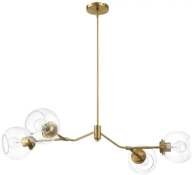 Main image of Jewel Four Lights Modern Farmhouse Chandelier Ceiling Hanging Light Fixture for Kitchen Island Dining Room 36"L × 20"W × 7.25"H with Clear Glass