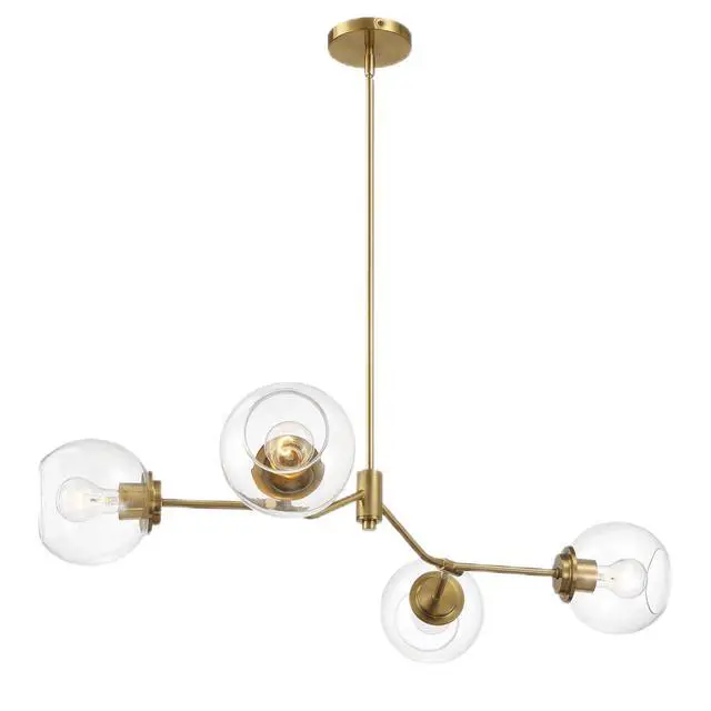 Alt view image 5 of 7 - Jewel Four Lights Modern Farmhouse Chandelier Ceiling Hanging Light Fixture for Kitchen Island Dining Room 36"L × 20"W × 7.25"H with Clear Glass