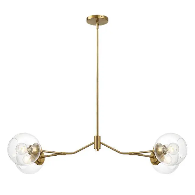 Alt view image 4 of 7 - Jewel Four Lights Modern Farmhouse Chandelier Ceiling Hanging Light Fixture for Kitchen Island Dining Room 36"L × 20"W × 7.25"H with Clear Glass
