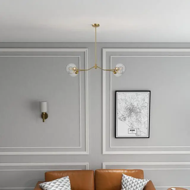 Alt view image 6 of 7 - Jewel Four Lights Modern Farmhouse Chandelier Ceiling Hanging Light Fixture for Kitchen Island Dining Room 36"L × 20"W × 7.25"H with Clear Glass