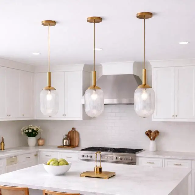 Alt view image 4 of 7 - Modern Style Pendant Lamp - Bronze and Clear 110-120V Bedside Lamp Bedroom/Living Room Ceiling Light