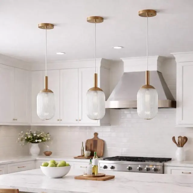 Alt view image 3 of 7 - Modern Style Pendant Lamp - Bronze and Clear 110-120V Bedside Lamp Bedroom/Living Room Ceiling Light