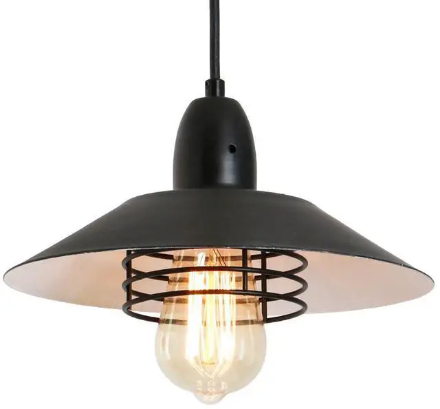 Main image of Farmhouse Vintage Pendant Light Black Fixture Pendant Lights with Spring Frame Adjustable Metal Hanging Lamp for Kitchen Island Dining Room Bedroom Living Room Barn Entryy, E26