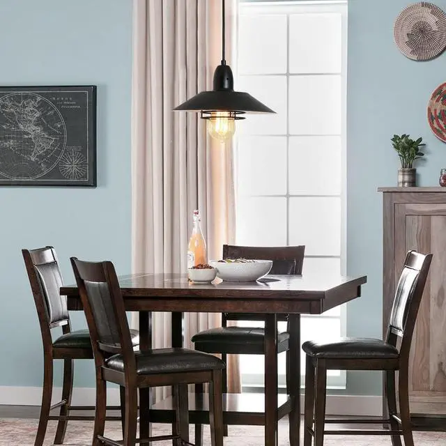 Alt view image 5 of 7 - Farmhouse Vintage Pendant Light Black Fixture Pendant Lights with Spring Frame Adjustable Metal Hanging Lamp for Kitchen Island Dining Room Bedroom Living Room Barn Entryy, E26