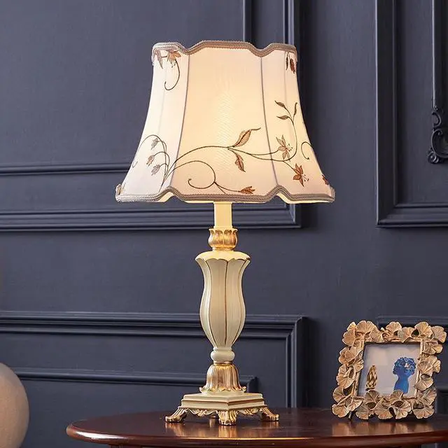Alt view image 3 of 6 - Beige Patterned Gauze Table Lamp., Bedside Lamps Night Stands Farmhouse Vintage Nightstand Lamp Reading Light Home Office Dorm Desk Decorate Gifts Farmhouse Table Lamps for Bedroom,Living Room