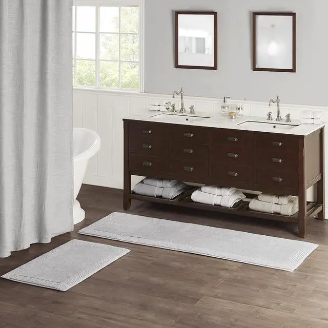Alt view image 7 of 7 - 100% Cotton Tufted 3000GSM Reversible Bath Rug Grey 21x34"